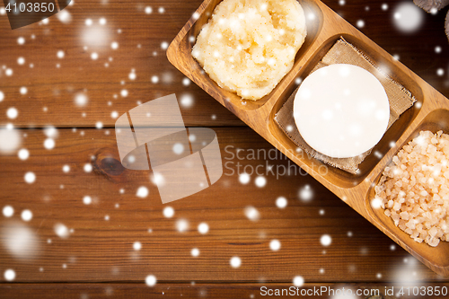 Image of soap, himalayan salt and body scrub