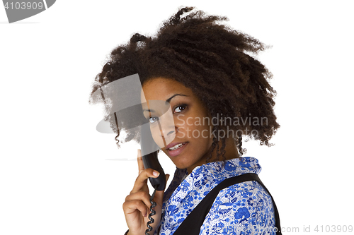 Image of African american woman on the phone