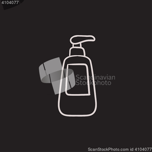 Image of Bottle with dispenser pump sketch icon.