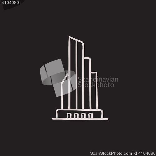 Image of Skyscraper office building sketch icon.