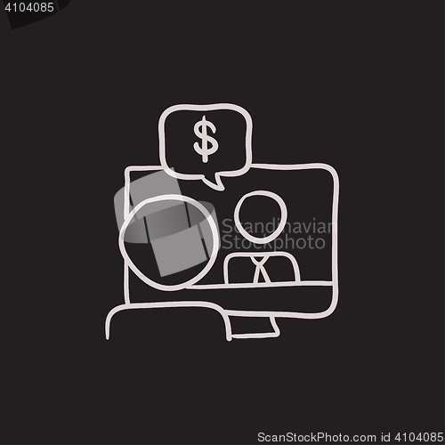 Image of Business video negotiations sketch icon.