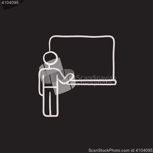 Image of Professor pointing at blackboard sketch icon.