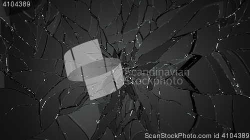 Image of Shattered or demolished glass over black background