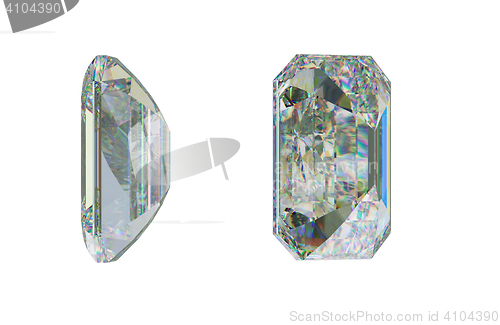 Image of Side views of Emerald cut diamond on white