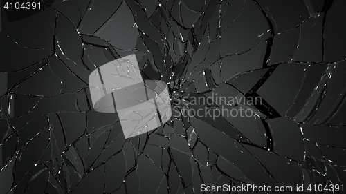 Image of Shattered glass sharp Pieces on black
