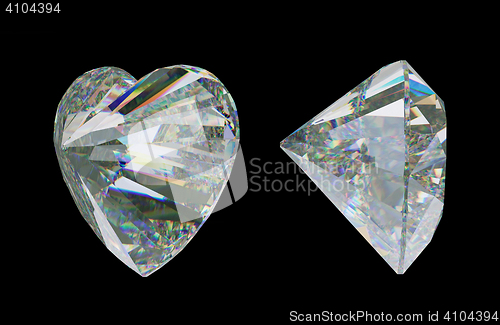 Image of Side views of Large heart shape cut diamond on black