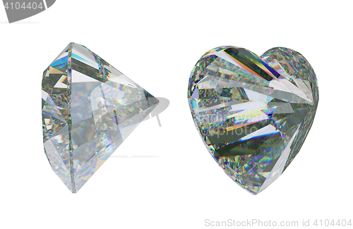 Image of Side views of Large heart shape cut diamond isolated