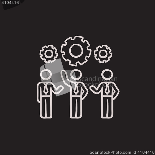 Image of Businessmen under the gears  sketch icon.