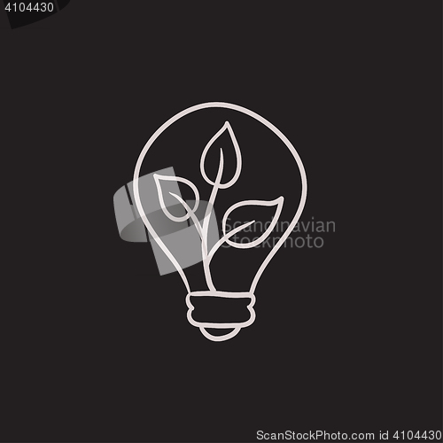 Image of Lightbulb and plant inside sketch icon.