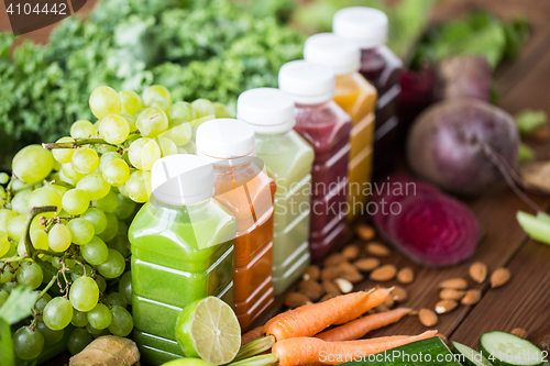 Image of bottles with different fruit or vegetable juices