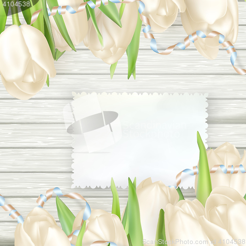 Image of Paper card with tulips. EPS 10