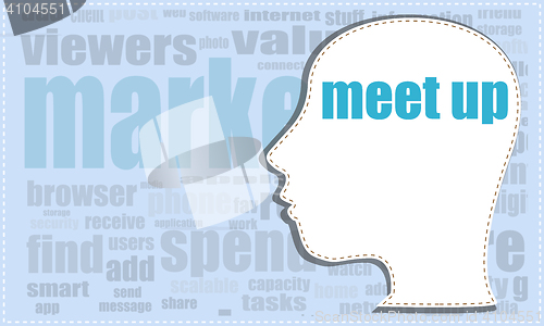 Image of meet up, vector head, profile icon, woman head silhouette, business man head. vector illustration, meet up icon, meet up button, meet up vector, head woman, head man