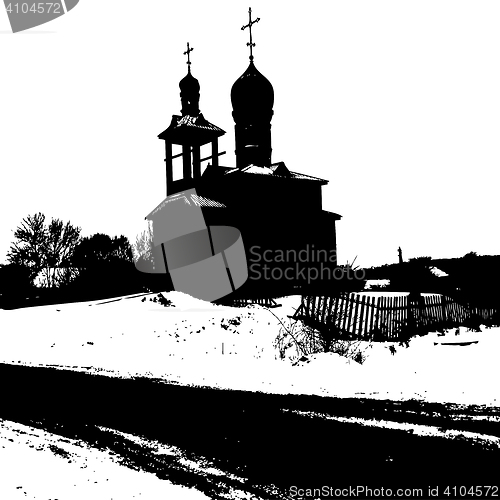 Image of Silhouette of the old church. illustration.