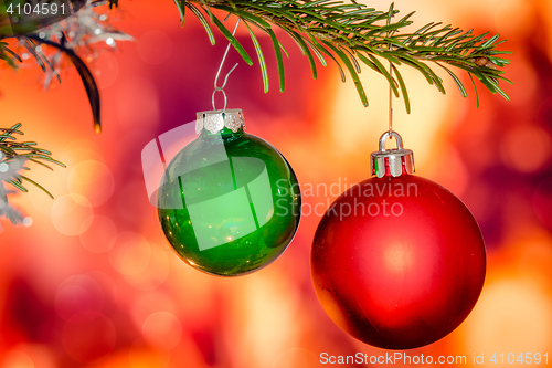 Image of Red and green xmas baubles