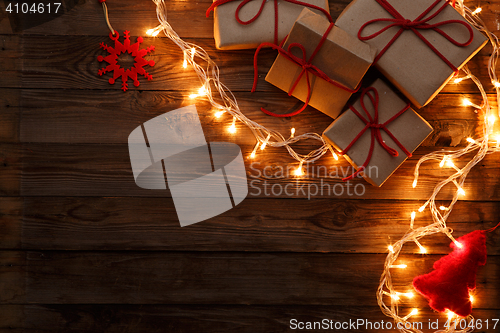 Image of Boxes, presents on wooden background