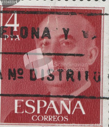 Image of SPAIN - CIRCA 1949: Stamp printed in Spain showing a portrait of General Francisco Franco 1892-1975 , series \"Francisco Franco\", circa 1949