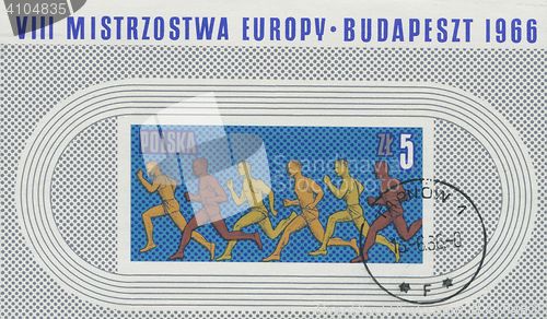 Image of POLAND - CIRCA 1966: stamp printed in Poland, shows long distance race, circa 1966