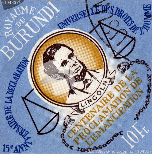Image of BURUNDI - CIRCA 1989: stamp printed by Burundi, shows Abraham Lincoln, circa 1989
