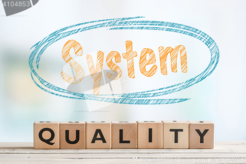 Image of System quality sign on a table