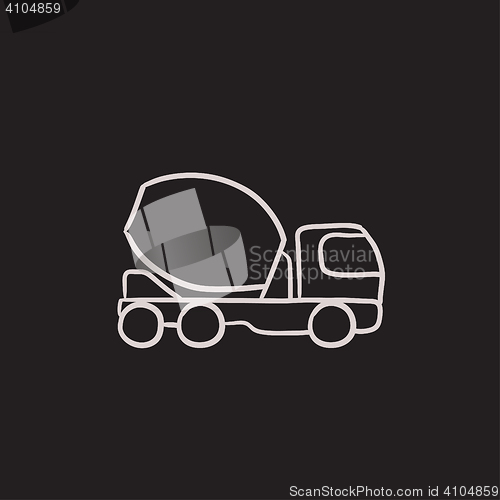 Image of Concrete mixer truck sketch icon.