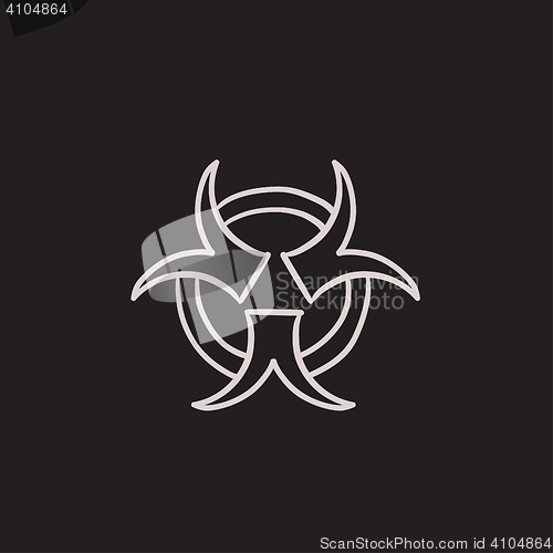 Image of Bio hazard sign sketch icon.