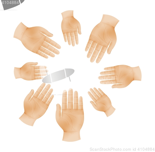 Image of hands in circle as a symbol of teamwork