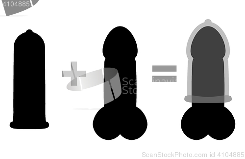 Image of black silhouette of condom simple manual