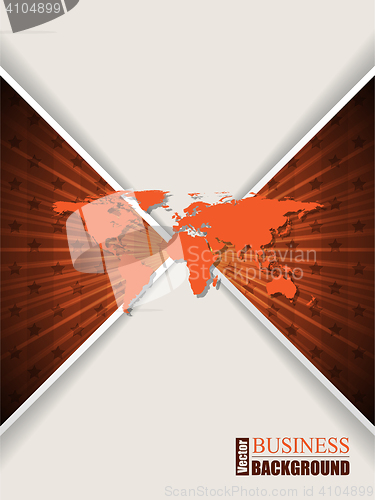 Image of Abstract orange brochure with stars and world map