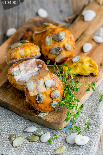 Image of Tasty pumpkin buns with thyme.