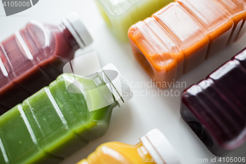 Image of bottles with different fruit or vegetable juices