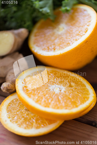 Image of close up of ogange, ginger and lettuce salad