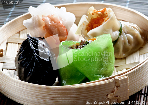 Image of Dim Sum in Bamboo Bow