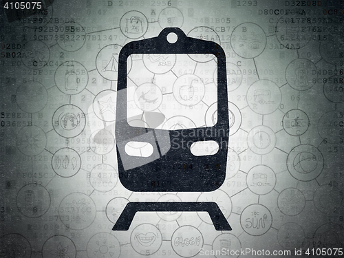 Image of Tourism concept: Train on Digital Data Paper background