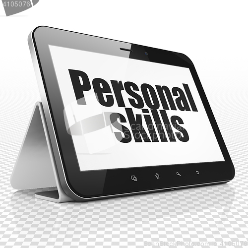 Image of Studying concept: Tablet Computer with Personal Skills on display