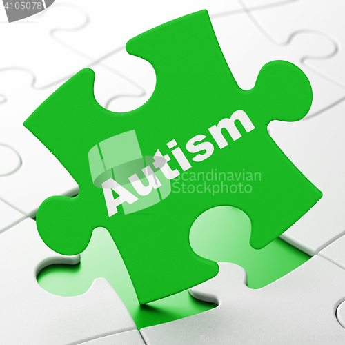 Image of Health concept: Autism on puzzle background