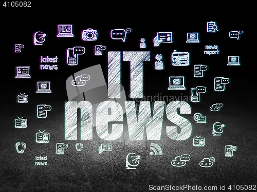 Image of News concept: IT News in grunge dark room