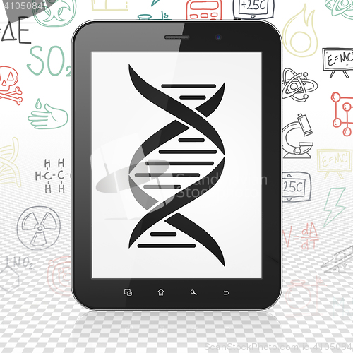Image of Science concept: Tablet Computer with DNA on display