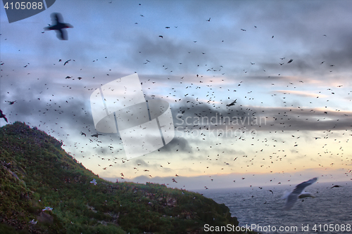 Image of Sunset over ocean Islands 1. Aleuts-Commander island ridge. Pacific ocean