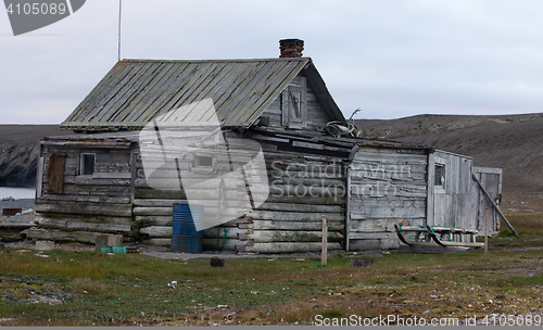 Image of Abandoned old hunting house in tundra of Novaya Zemlya archipelago