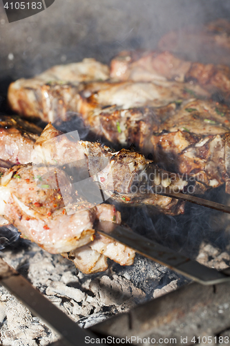 Image of cooking kebab, close-up