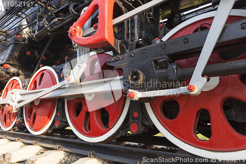 Image of old steam locomotive close up