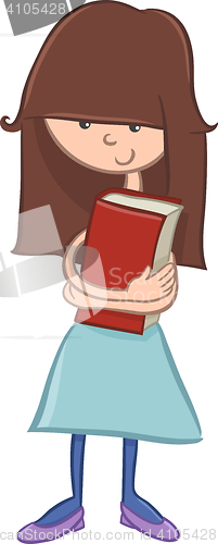 Image of school girl character with book