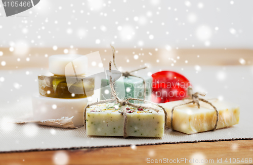 Image of handmade soap bars on wood