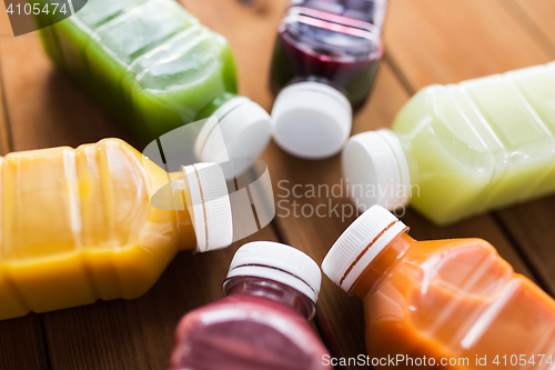 Image of bottles with different fruit or vegetable juices