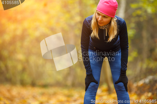 Image of Girl going sports in park