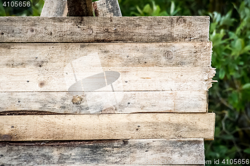 Image of blank wood sign background. rough planks with nails, texture