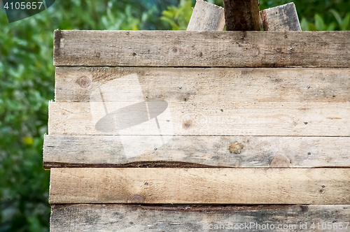 Image of blank wood sign background. rough planks with nails, texture