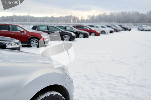 Image of winter car parking with snow
