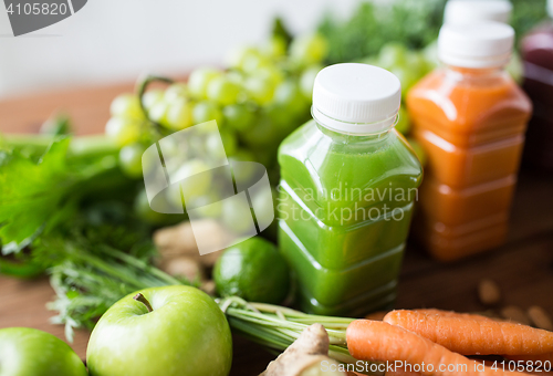 Image of bottles with different fruit or vegetable juices