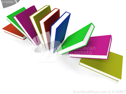 Image of Books On A Shelf Shows Learning Or School